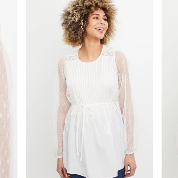 NWT Motherhood Swiss Dot Ivory Blouse (S) - Picture 2 of 4